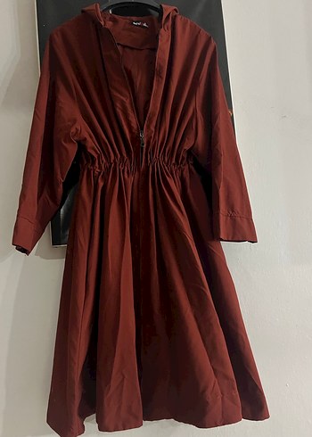 Bordo Uzun Kapüşonlu Ceket