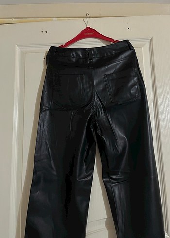 Kadın Siyah Deri Midi Pantolon - Görsel 3