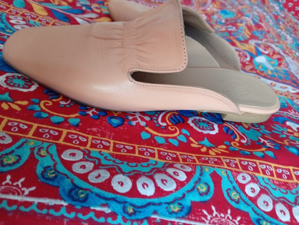 Bej Pliseli Bohem Günlük Kadın Terlik - Görsel 2