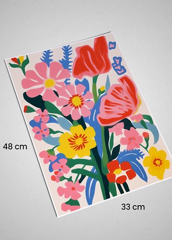 Beden Pastel Renkli Çiçek Desenli Poster