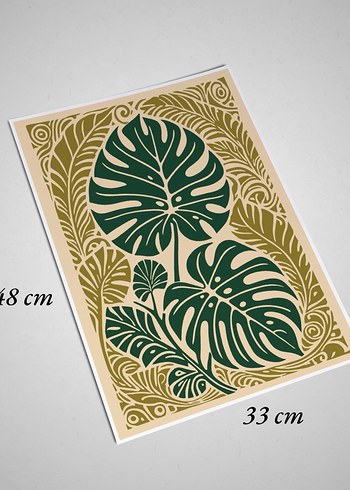 Beden Koyu Yeşil Desenli Çerçeveli Poster