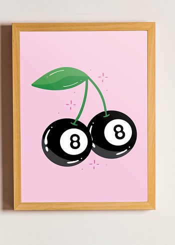 Pembe 8 Numaralı Kirazlar Poster Baskı