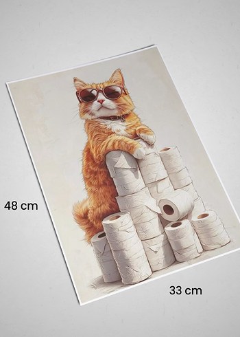 Beden Kedi temalı wc posteri