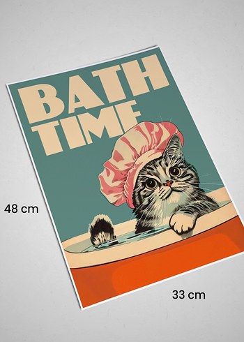 Kedi temalı banyo posteri - Görsel 2