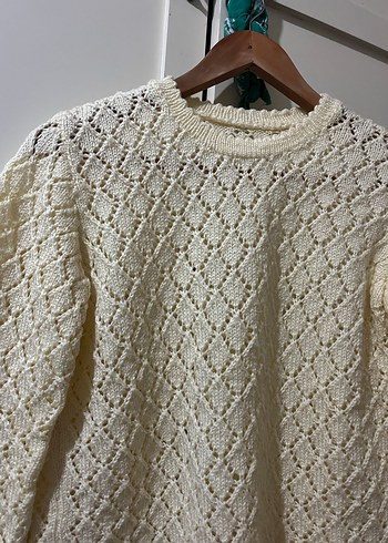 Beyaz Örgü Kadın Kazak - Görsel 3