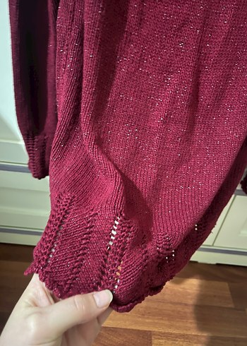 Bordo Kadın Triko Kazak, Yuvarlak Yaka, Rahat Kesim - Görsel 2