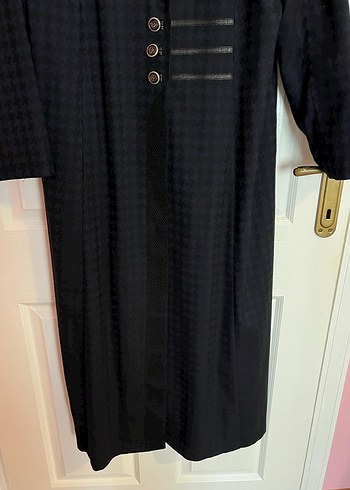 Düğmeli Uzun Siyah Kadın Kaban - Görsel 3