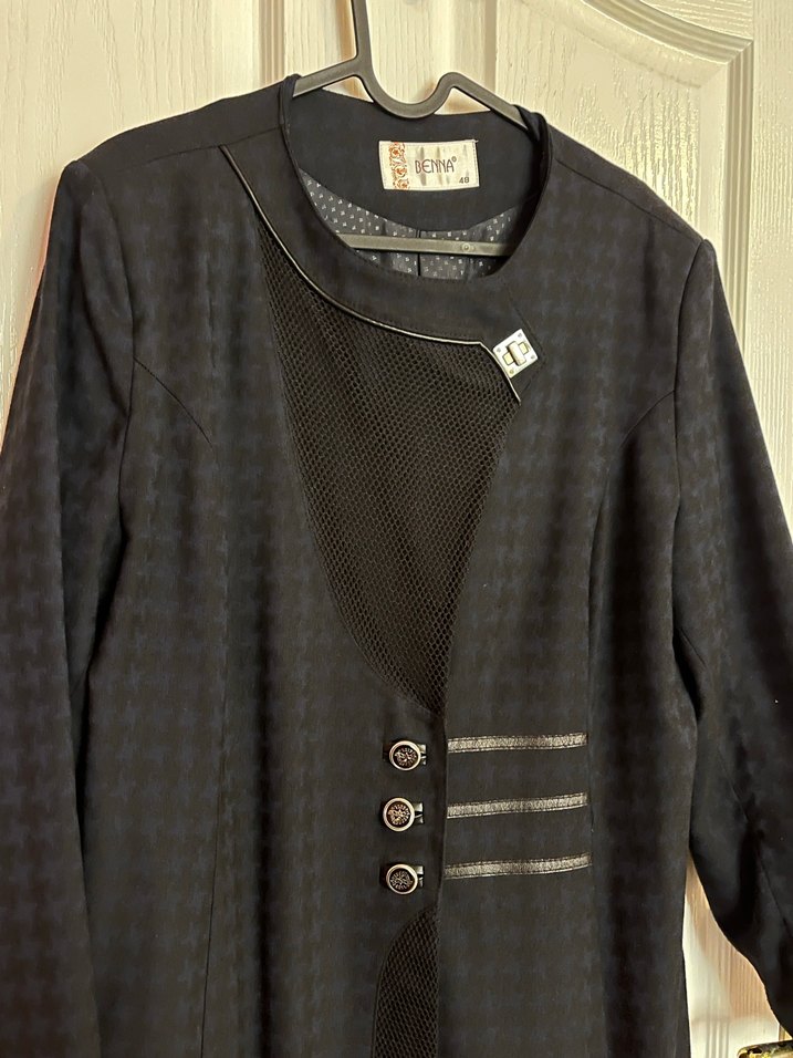 Düğmeli Uzun Siyah Kadın Kaban - Görsel 2