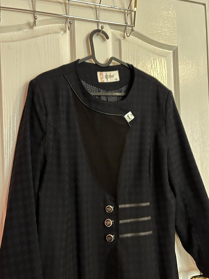 Düğmeli Uzun Siyah Kadın Kaban - Görsel 4