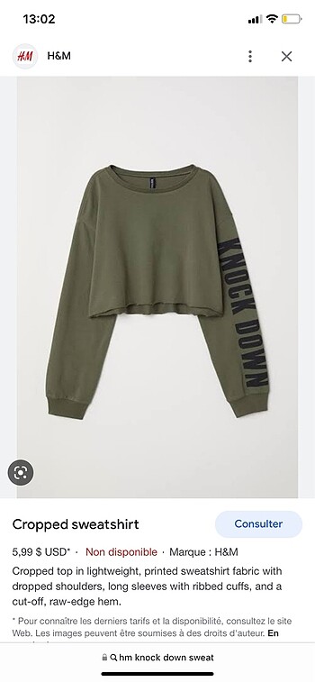 H&M crop sweat