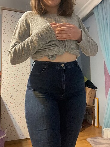 Lacivert toparlayıcı likralı skinny jean