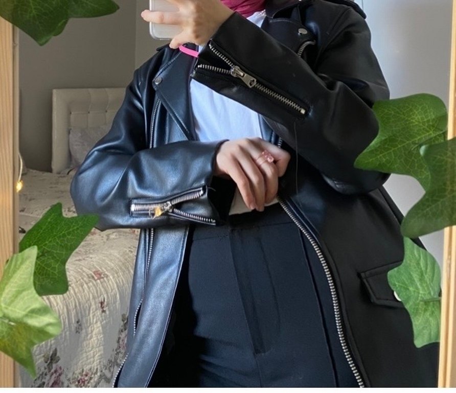 Siyah Deri Biker Ceket - Görsel 3
