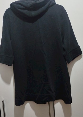 Düğmeli Siyah Kadın Midi Ceket Kapüşonlu - Görsel 3