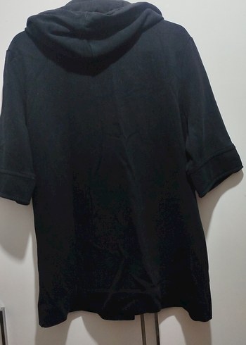 Düğmeli Siyah Kadın Midi Ceket Kapüşonlu - Görsel 4