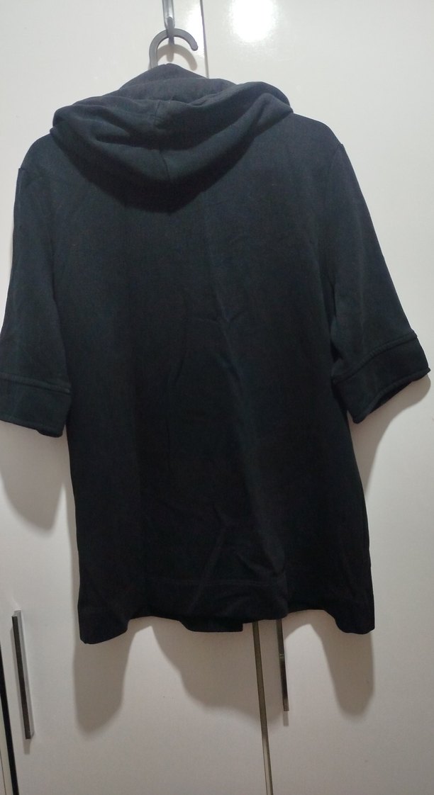 Düğmeli Siyah Kadın Midi Ceket Kapüşonlu - Görsel 3