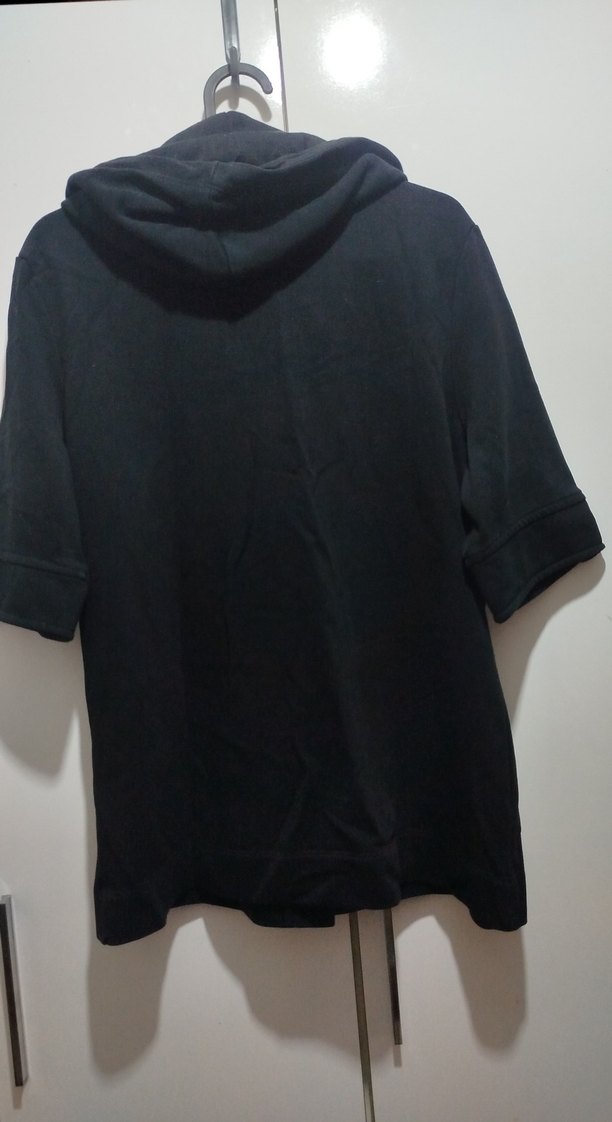 Düğmeli Siyah Kadın Midi Ceket Kapüşonlu - Görsel 4