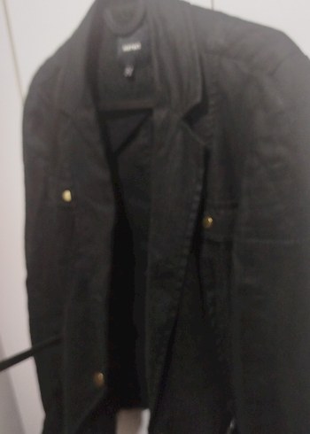 Deri Siyah Kemerli Kadın Blazer Ceket - Görsel 8