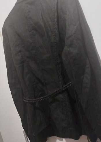 Deri Siyah Kemerli Kadın Blazer Ceket - Görsel 6