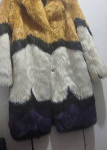 Kahverengi Zebra Desenli Uzun Suni Kürk - Görsel 3