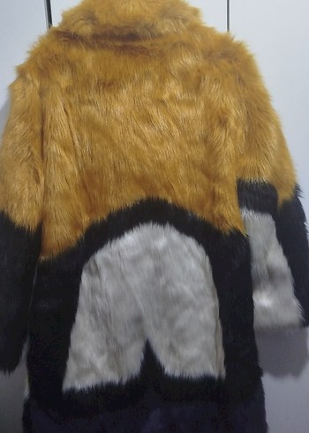 Kahverengi Zebra Desenli Uzun Suni Kürk - Görsel 7