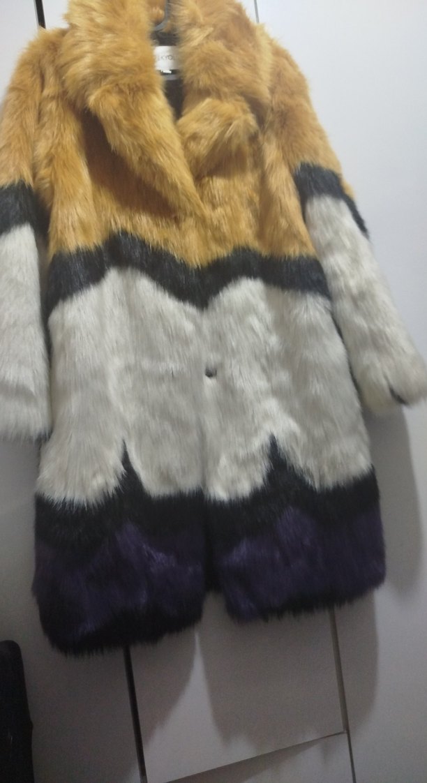 Kahverengi Zebra Desenli Uzun Suni Kürk - Görsel 3