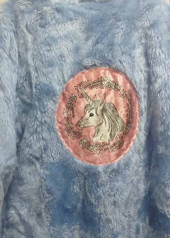 Mavi Peluş Uzun Kadın Kaban - Görsel 6