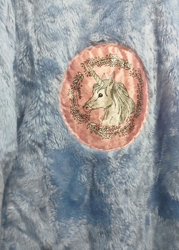 Mavi Peluş Uzun Kadın Kaban - Görsel 7