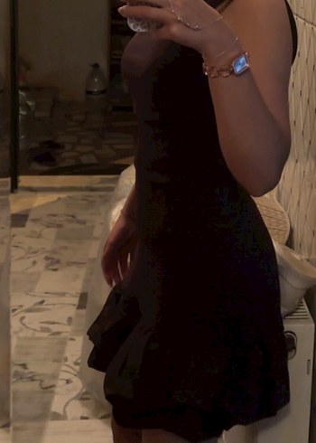 Yaka Kahverengi Mini Elbise - Görsel 2