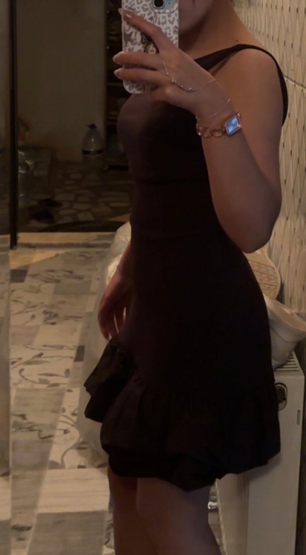 Yaka Kahverengi Mini Elbise - Görsel 2