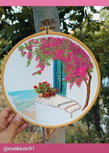 Pastel Pembe Nakış Tablo