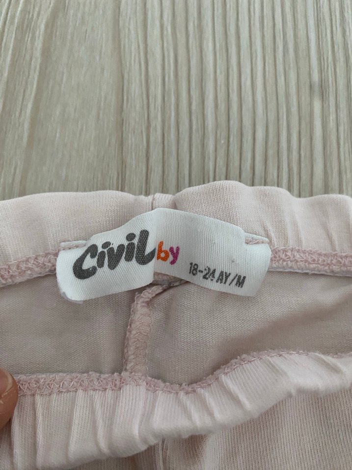 Kız Çocuk Pudra Basic Pamuk Tayt - Görsel 3