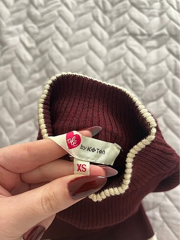 Koton triko bordo kısa kollu üst