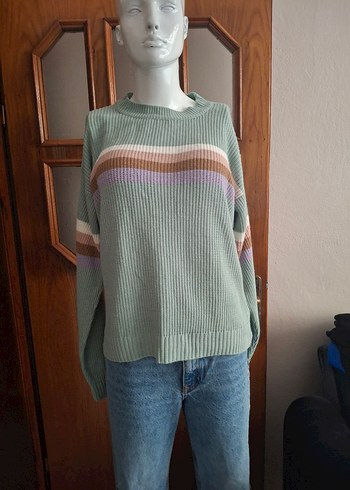 Çizgili Pastel Renkli Triko Kadın Kazak