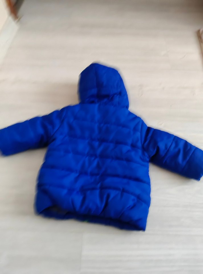 Kapüşonlu, Fermuarlı Mavi Erkek Çocuk Mont - Görsel 2