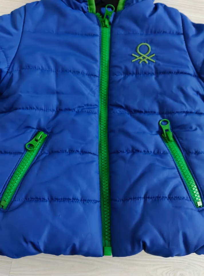 Kapüşonlu, Fermuarlı Mavi Erkek Çocuk Mont - Görsel 3