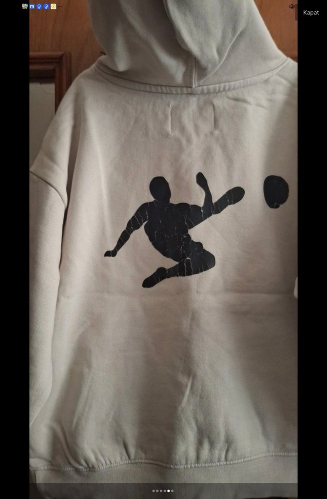 Erkek Çocuk  Baskılı Kadın Kapüşonlu Sweatshirt - Görsel 5