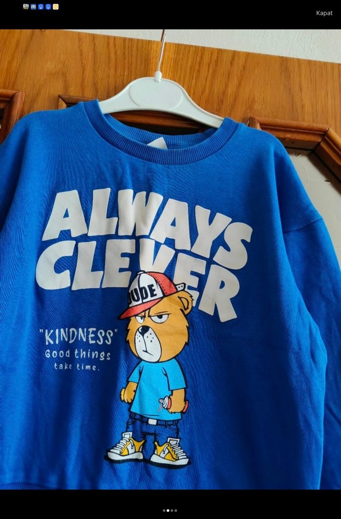 Renkli Baskılı Erkek Çocuk Mavi Sweatshirt - Görsel 2