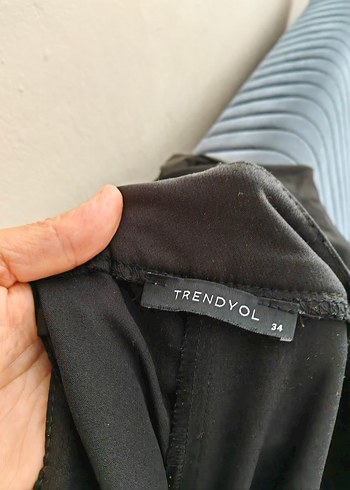 34 Beden siyah Renk Kadın Siyah Pilili Kumaş Pantolon