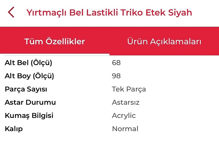universal Beden Triko Etek