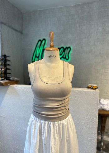 Kadın Keten Uzun Kesim Kolsuz Body