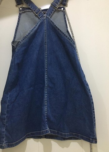 Kadın Lacivert Denim Kısa Salopet - Görsel 6