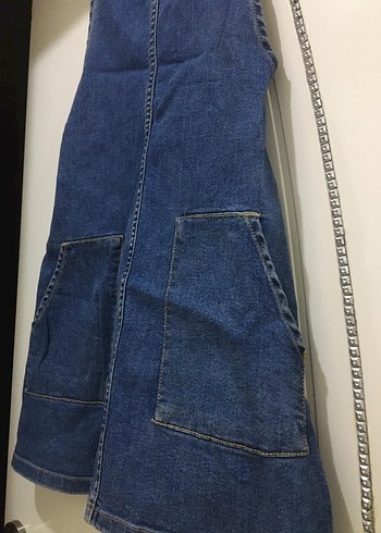 Kadın Lacivert Denim Kısa Salopet - Görsel 2