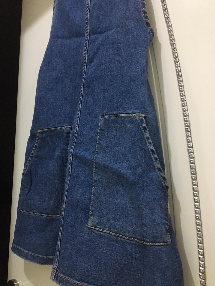 Kadın Lacivert Denim Kısa Salopet - Görsel 2