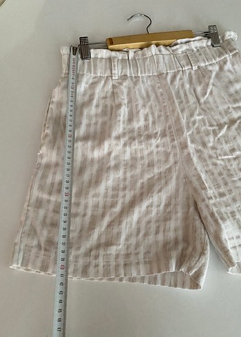 Beyaz Pilili Keten stamina Mini Şort - Görsel 4