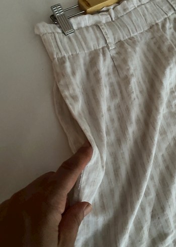 Beyaz Pilili Keten stamina Mini Şort - Görsel 6