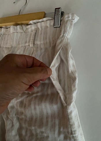 Beyaz Pilili Keten stamina Mini Şort - Görsel 7