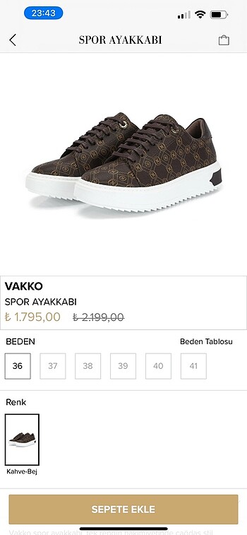 38 Beden Vakko sneaker