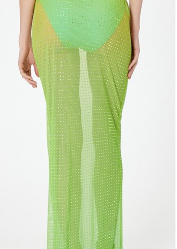 Transparan taş detay plaj eteği - Görsel 3