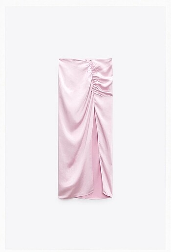 Zara büzgülü saten midi etek