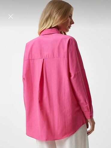 Zara Koyu pembe oversize uzun basic gömlek????